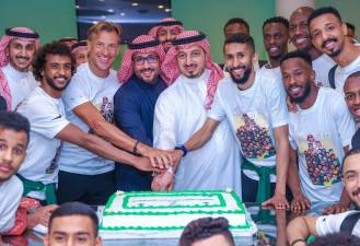 احتفالات المنتخب السعودي بالتأهل