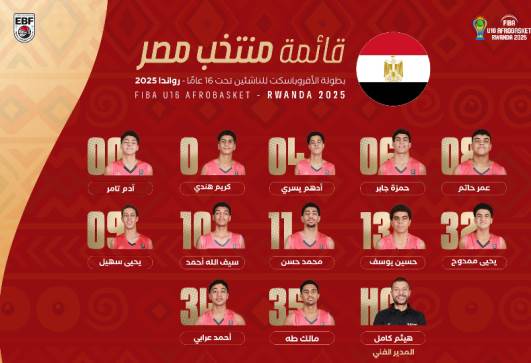 قائة منتخب مصر للناشئين لكرة السلة