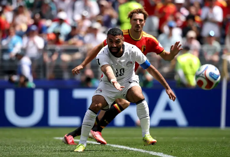 محمد صلاح من مباراة مصر وبلجيكا